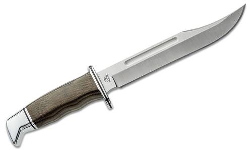 Buck 120 General Pro Hunting Fixed Blade Knife 7.375" S35VN Plain Blade, Green Canvas Micarta Handle - 13104