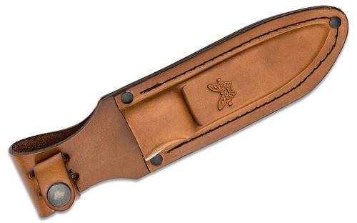Benchmade Hunt Saddle Mountain Skinner Fixed Blade Knife 4.2" S30V Drop Point, Stabilized Wood Handles, Leather Sheath - 15002