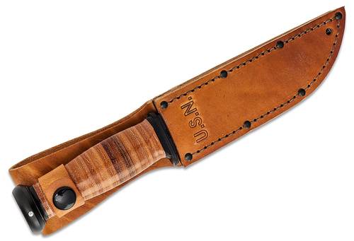KA-BAR Mark I Knife w/ Leather Handle (5.125" Black Plain) 2225