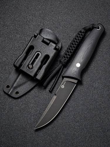 CIVIVI Knives C19046-3 Bob Terzuola Tamashii Fixed Blade Knife 4.07" D2 Black Stonewashed Straight Back Blade, Black G10 Handles, Kydex Sheath