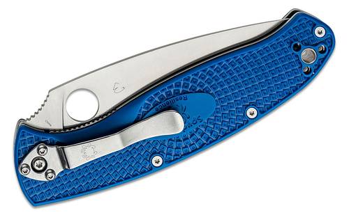 Spyderco Resilience Lightweight Folding Knife 4.2" CPM-S35VN Satin Combo Blade, Blue FRN Handles - C142PSBL