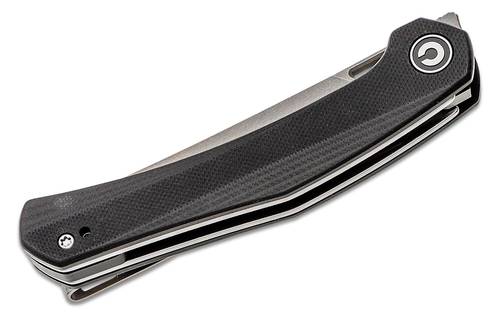 IVIVI Knives C20013-1 Elijah Isham Lazar Front Flipper Knife 3.31" 10Cr15CoMoV Stonewashed Blade, Black G10 Handles
