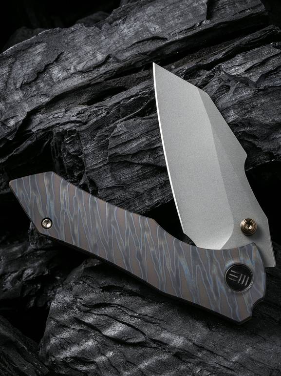 We Knife Company Brian Brown Trogon Folding Knife 3.2 CPM-20CV Bead Blast  Spear Point Tanto Blade with Fuller, Gray Titanium Handles - KnifeCenter -  WE22002-1