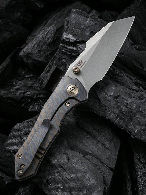 We Knife Company Brian Brown Trogon Folding Knife 3.2 CPM-20CV Bead Blast  Spear Point Tanto Blade with Fuller, Gray Titanium Handles - KnifeCenter -  WE22002-1