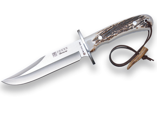 JOKER BOWIE HUNTING KNIFE 16 CM - جوكر سكين قرن غزال  CC96-2 بكفر مطعم بجلد الثعبان 