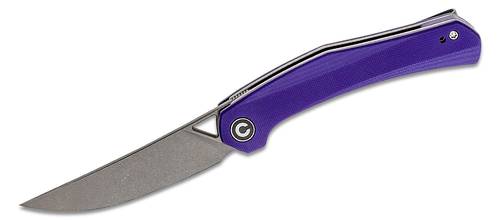 CIVIVI Knives C20013-2 Elijah Isham Lazar Front Flipper Knife 3.31" 10Cr15CoMoV Stonewashed Blade, Purple G10 Handles