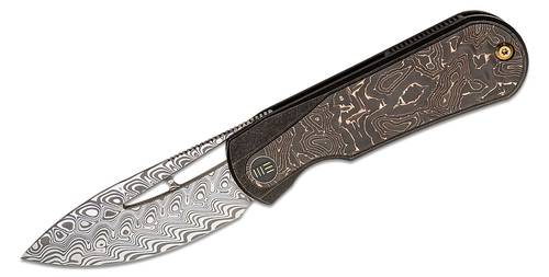 We Knife Company Ostap Hel Baloo Front Flipper Knife 3.31" Hakkapella Damasteel Drop Point Blade, - WE21033 -DS