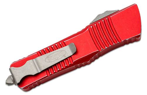 Microtech Combat Troodon Distressed Red OTF Automatic 3.8" Dagger Stonewash 142-10DRD