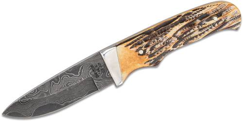 Bear &amp; Son Pro Skinner w/ Damascus Blade &amp; India Stag Bone Handle - BC549D   - سكين مقبض قرن حديد دمشقي 