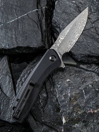 CIVIVI Baklash Flipper Liner Lock Knife Black G-10 (3.5" Damascus) C801DS