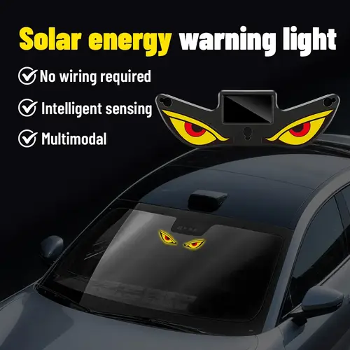 مصباح نيون LED ديناميكي التعبيرات، ضوء عين الشيطان الشمسي للسيارة، ضوء تحذير ضد الاصطدام الخلفي للنافذة الخلفية