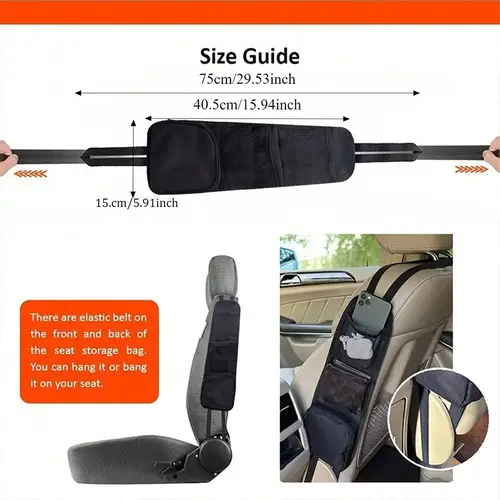 Car Seat Storage Bag Lightweight and Convenient Hanging Bag Seat Side Storage Bag Car Sundry Storage Organizing Mesh Bag