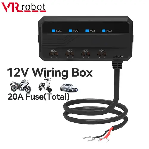 VR روبوت 12 فولت دراجة نارية فيوز صندوق 20A العالمي السيارات فيوز كتلة حامل 4 دوائر حماية مؤشر LED بطارية فيوز