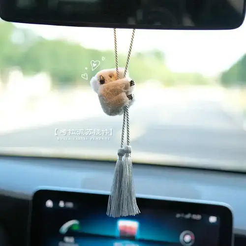 Car Hanging Ornament Creative Plush Koala Shape Rearview Mirror Decor with Tassel Pendants Automotive Interior Accessory