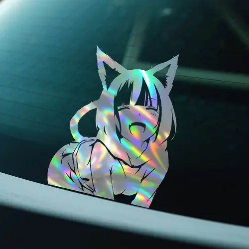 ملصق Anime Cat Girl، سيارة، شاحنة، زجاج أمامي، كمبيوتر محمول، فينيل، ملصق، إكسسوارات، هدايا، JDM، صفعة، شخصية، قطة، فتاة