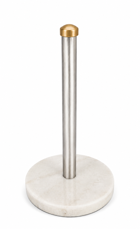 Marble + Stainless Steel  Paper Towel Holder with Brass Lid