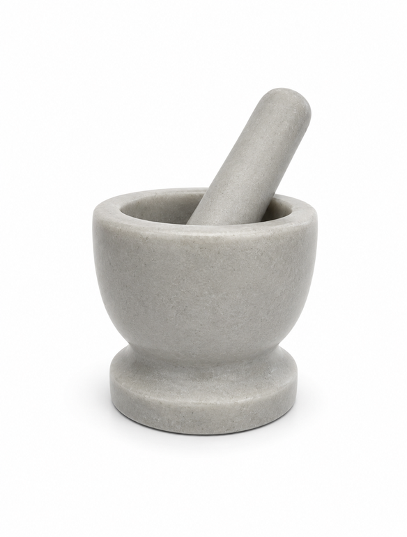 Natural marble mortar and pestle
