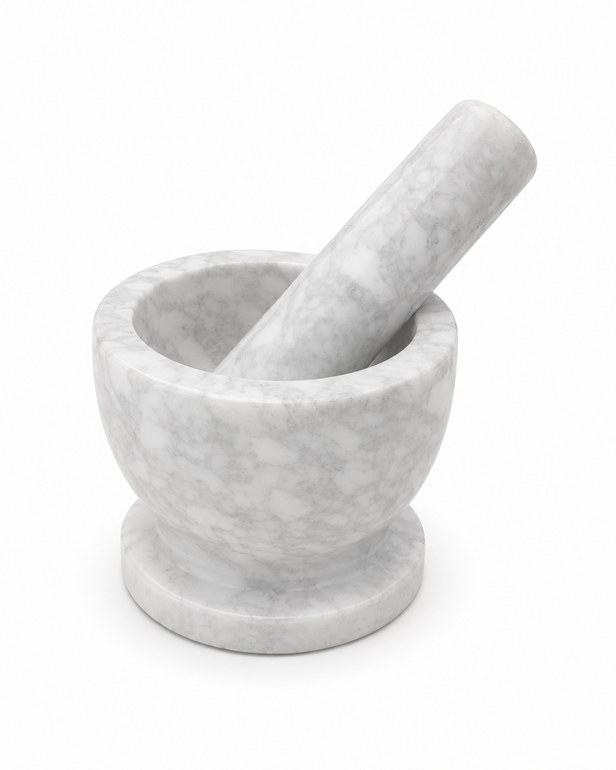 Natural marble mortar and pestle