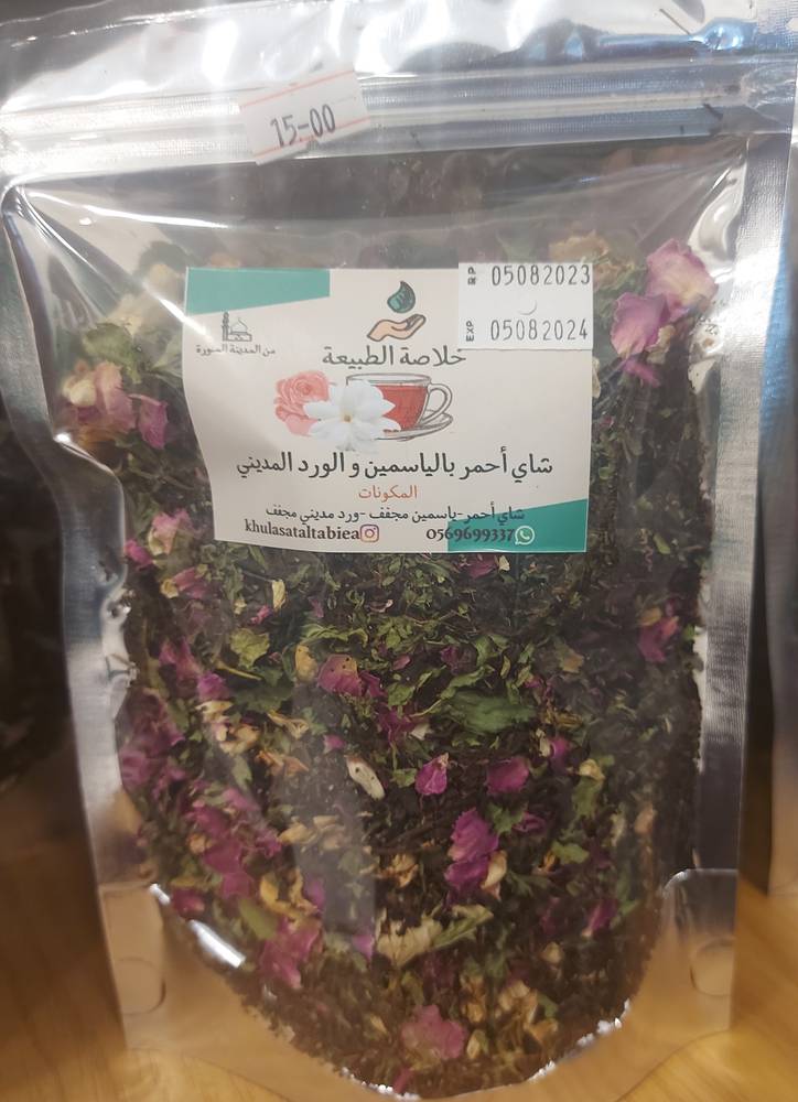 شاي أحمر بالياسمين والورد المديني فرط( 100جرام )