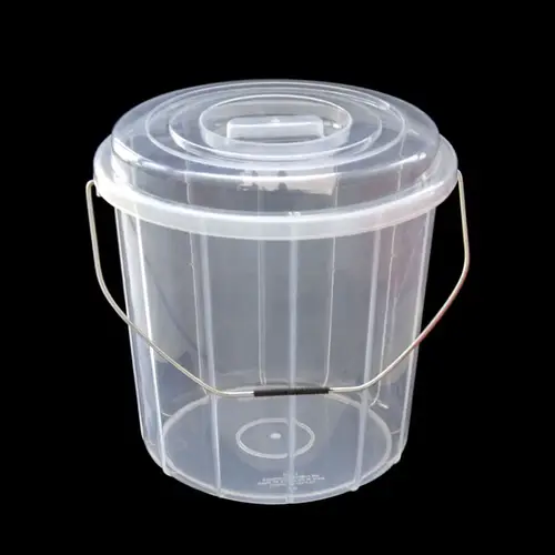 13L Clear Plastic Storage and Organization Bucket with Lid and Metal Handle