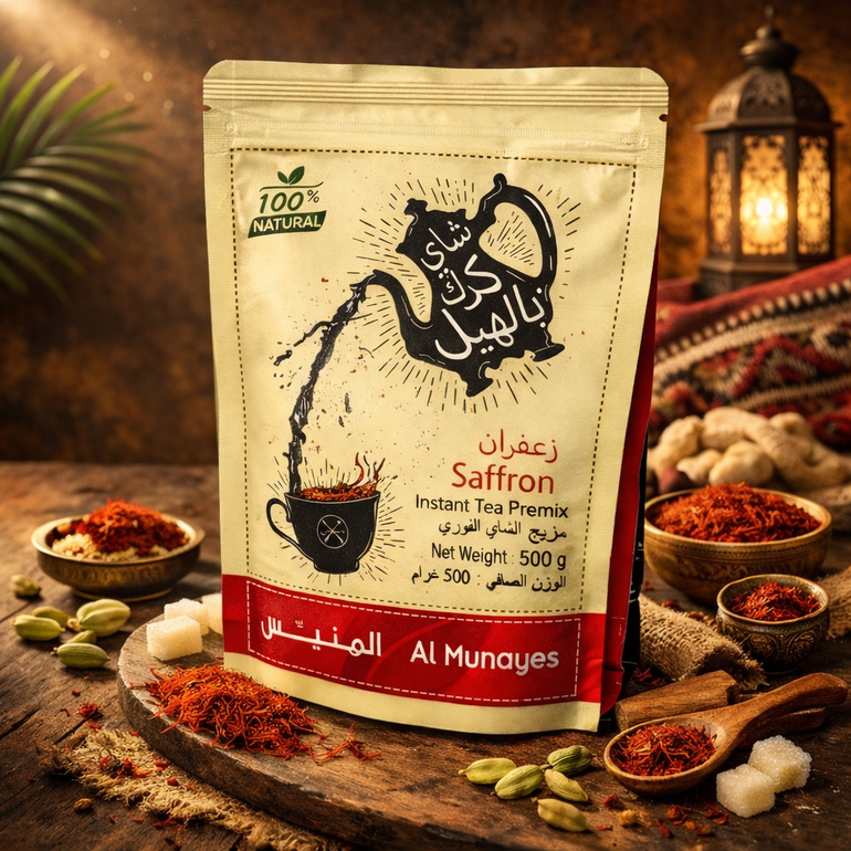 شاي كرك المنيس بالهيل والزعفران