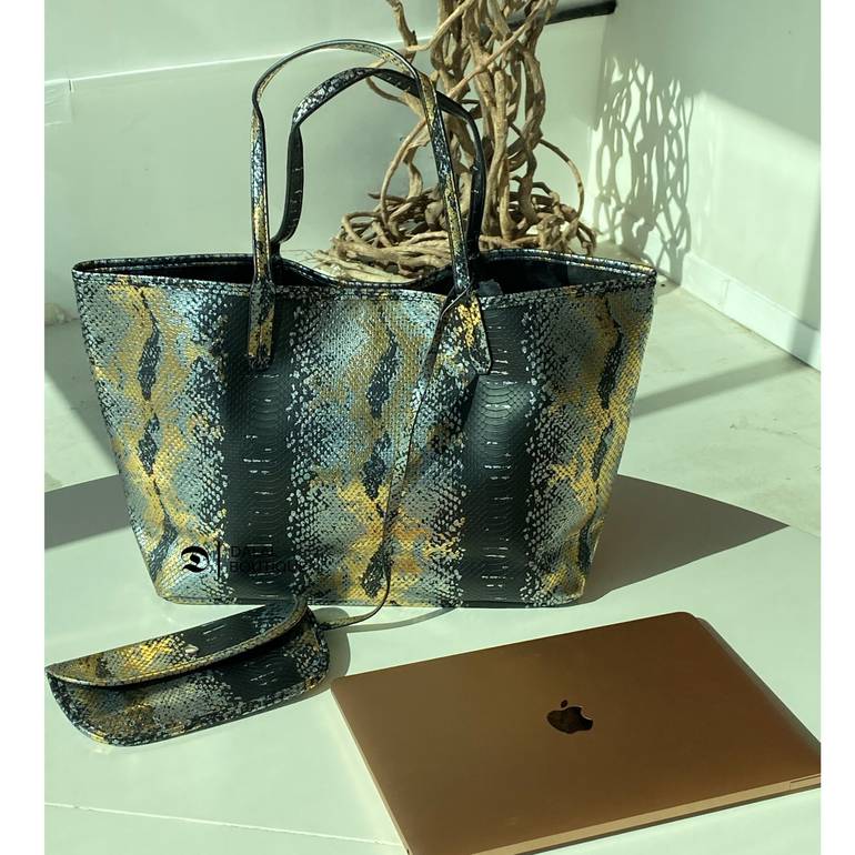 Gold with black Shopping bag 40x27cm  