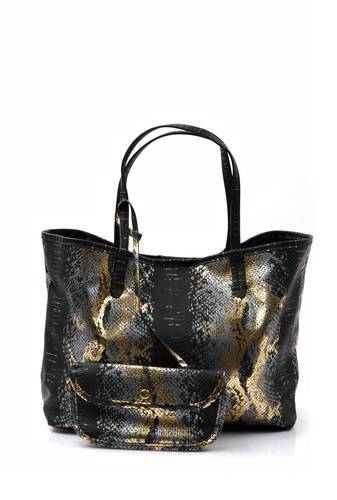 Gold with Black Shopping bag 40x27cm  