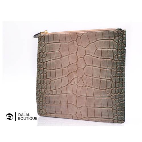 Luxury pouch green , silver 