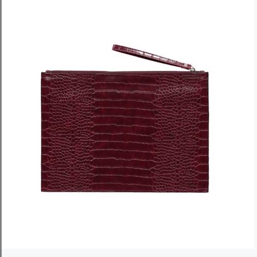 Pouch Bag Crocodile Maroon 38*27 