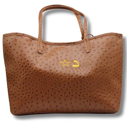 Brown Ostrich shopping bag 40x27cm