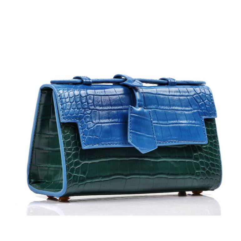  hand bag green with blue