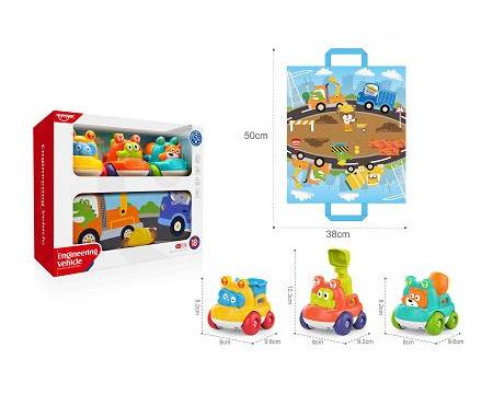 مجموعة سيارات تعليمية للأطفال مع مفرش – Engineering Vehicle Set