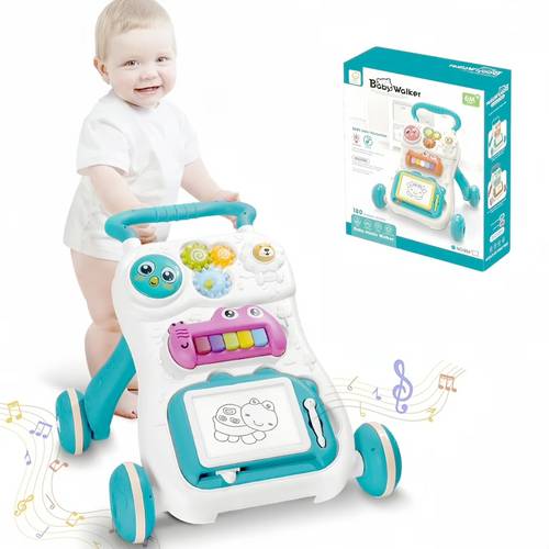 🚶‍♀️🎶 مشاية أطفال موسيقية مع لوح رسم أزرق أولاد – Baby Music Walker