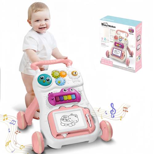🚶‍♀️🎶 مشاية أطفال موسيقية مع لوح رسم زهري بنات – Baby Music Walker