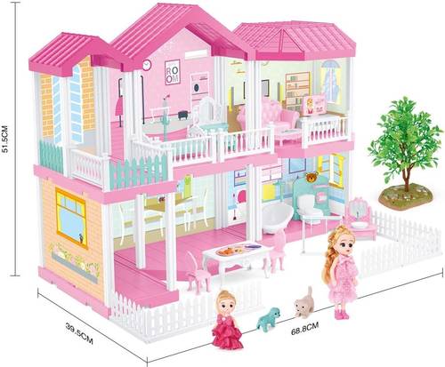 لعبة بيت دمى (Doll House) باللون الوردي