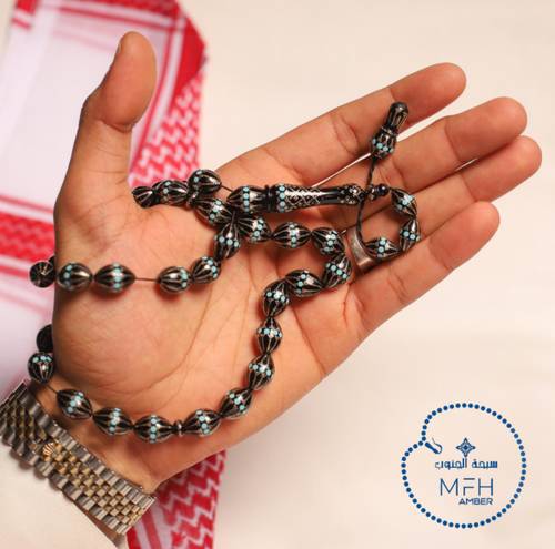 كوك فاخرة بتطعيم فضة و فيروز 