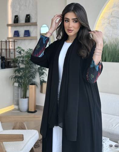 Black cardigan with boho print 