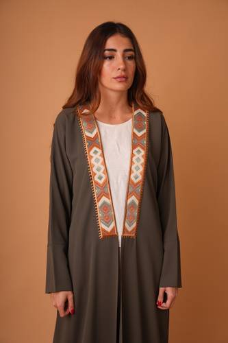 Olive with orange embroidery  