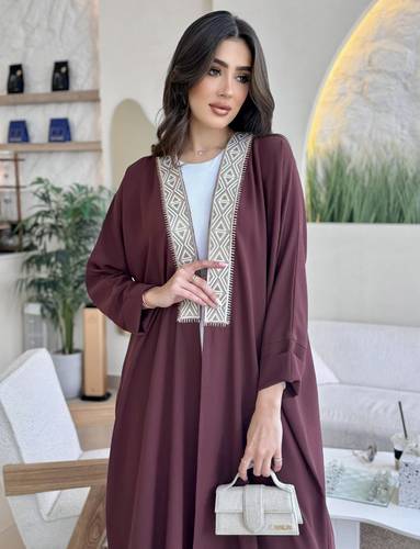   Burgundy with beige embroidery