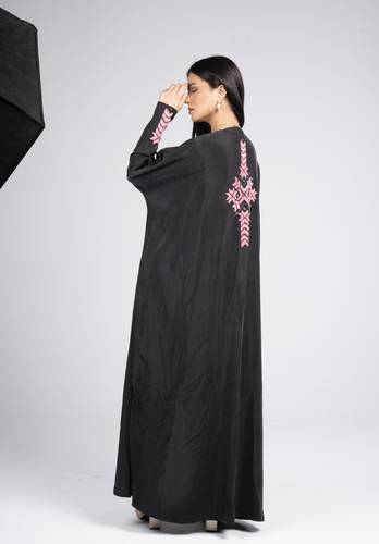 Black with pink embroidered arrow 