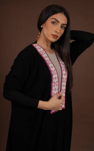 Black with fuchsia embroidery
