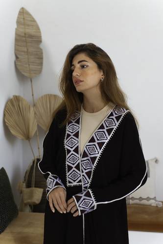 White & Burgundy Embroidery 