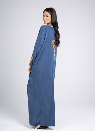 Blue with orange embroidered arrow 