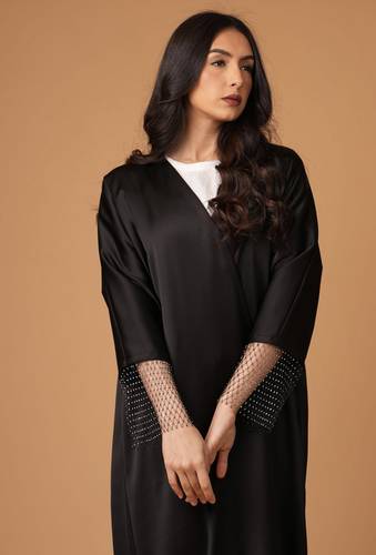 Black with silver beaded net 
