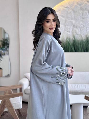Grey with beaded olive sleeves 