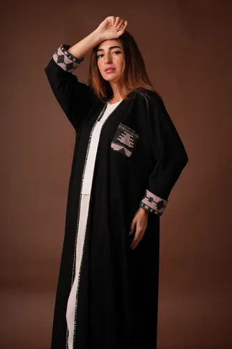 Black with patterned pocket