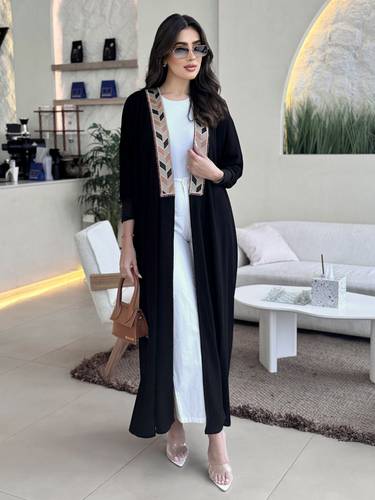 Black with camel embroidery