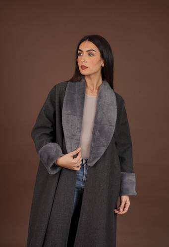 Grey fur coat