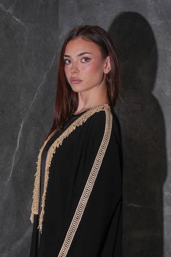 Modern Black Tassel Bisht