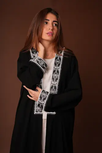 Black with white embroidery 